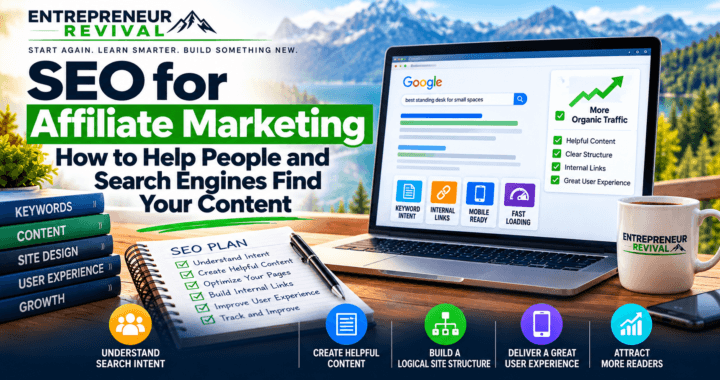 SEO for affiliate marketing showing search intent, helpful content, internal links, site structure and user experience