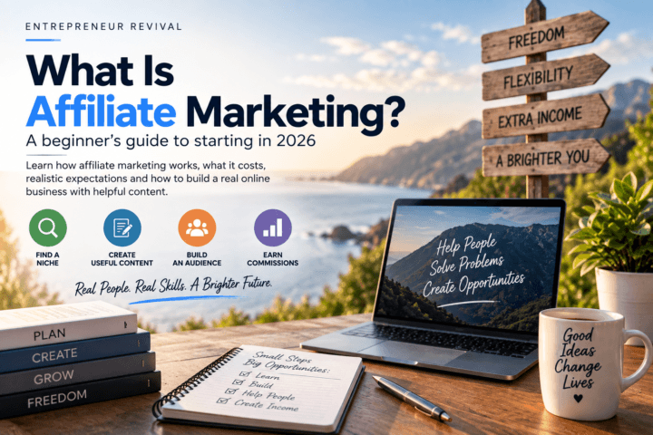 What is affiliate marketing beginner's guide showing how to find a niche, create useful content, build an audience and earn commissions